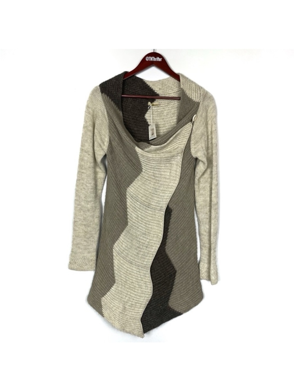 M for Bolide Asymmetrical Beige Knit Cardigan NWT